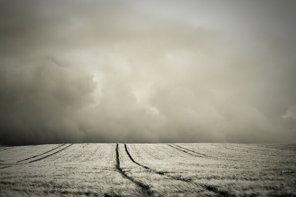 Field and hill with sepia effect