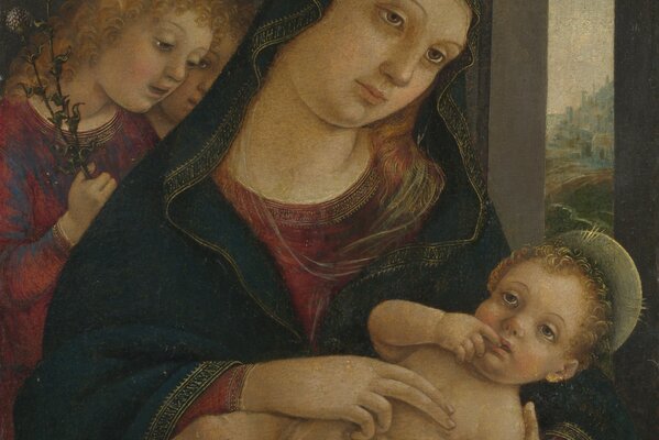 Madonna with child and two angels