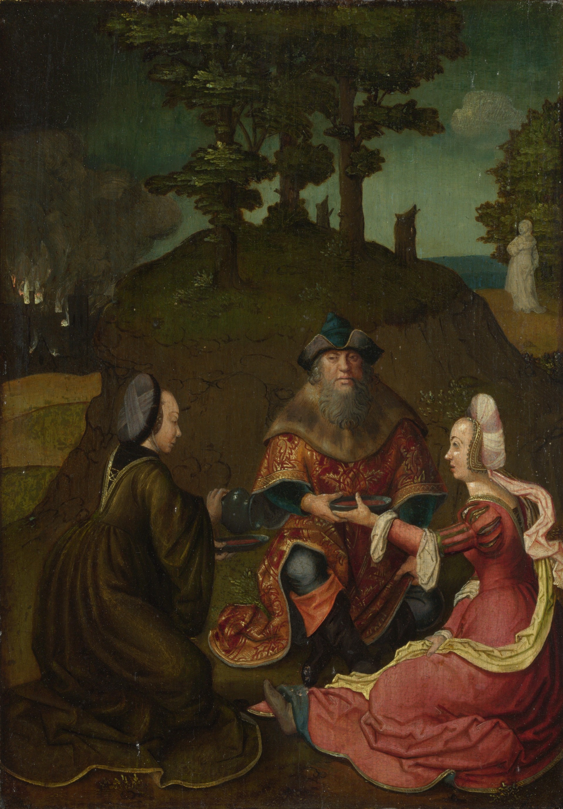 lot s daughters make their father wine london national gallery lucas van leyden style style of lucas van leyden lot s daughters make their father wine