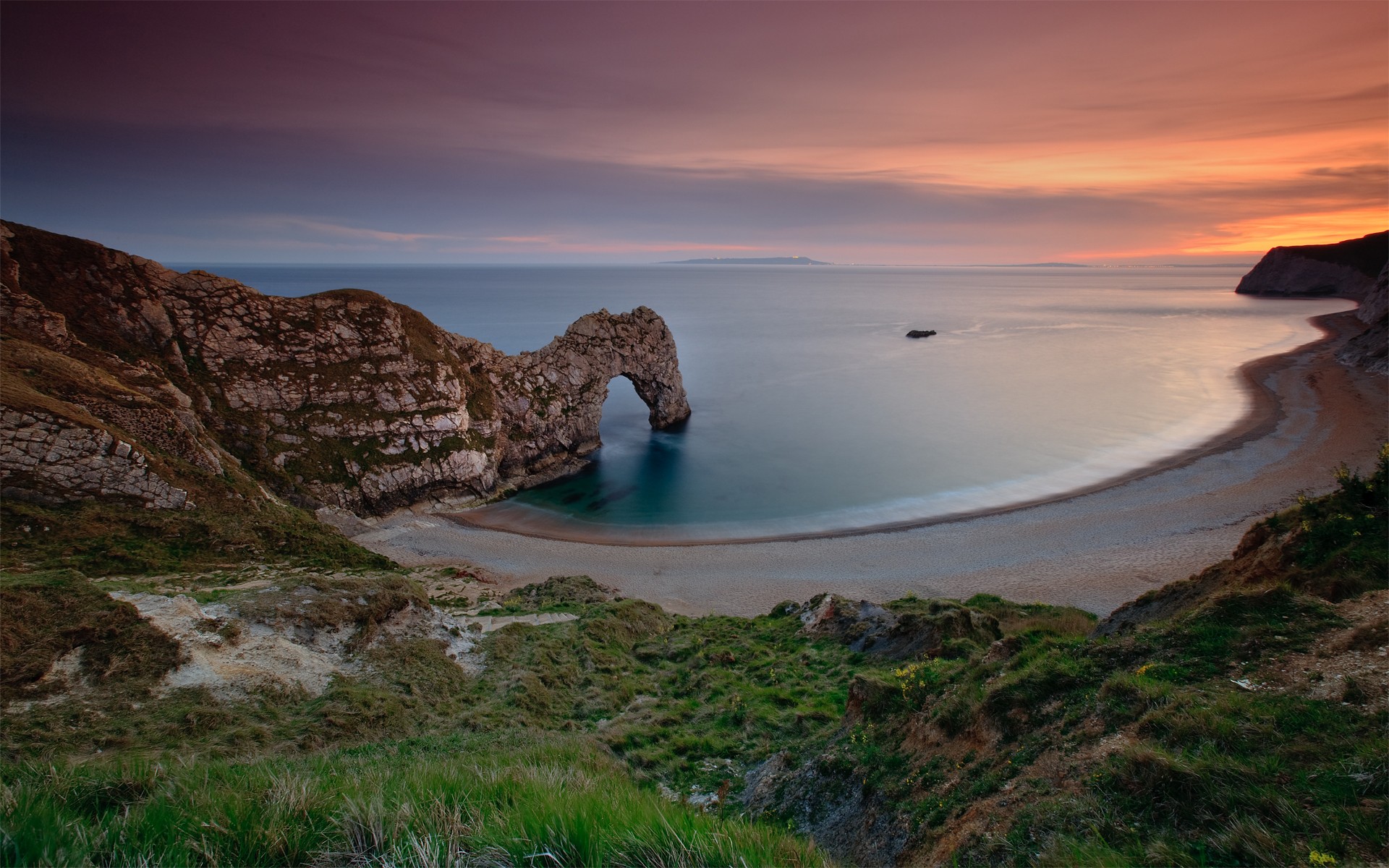 spiaggia rocce inghilterra mare cielo tramonto acqua