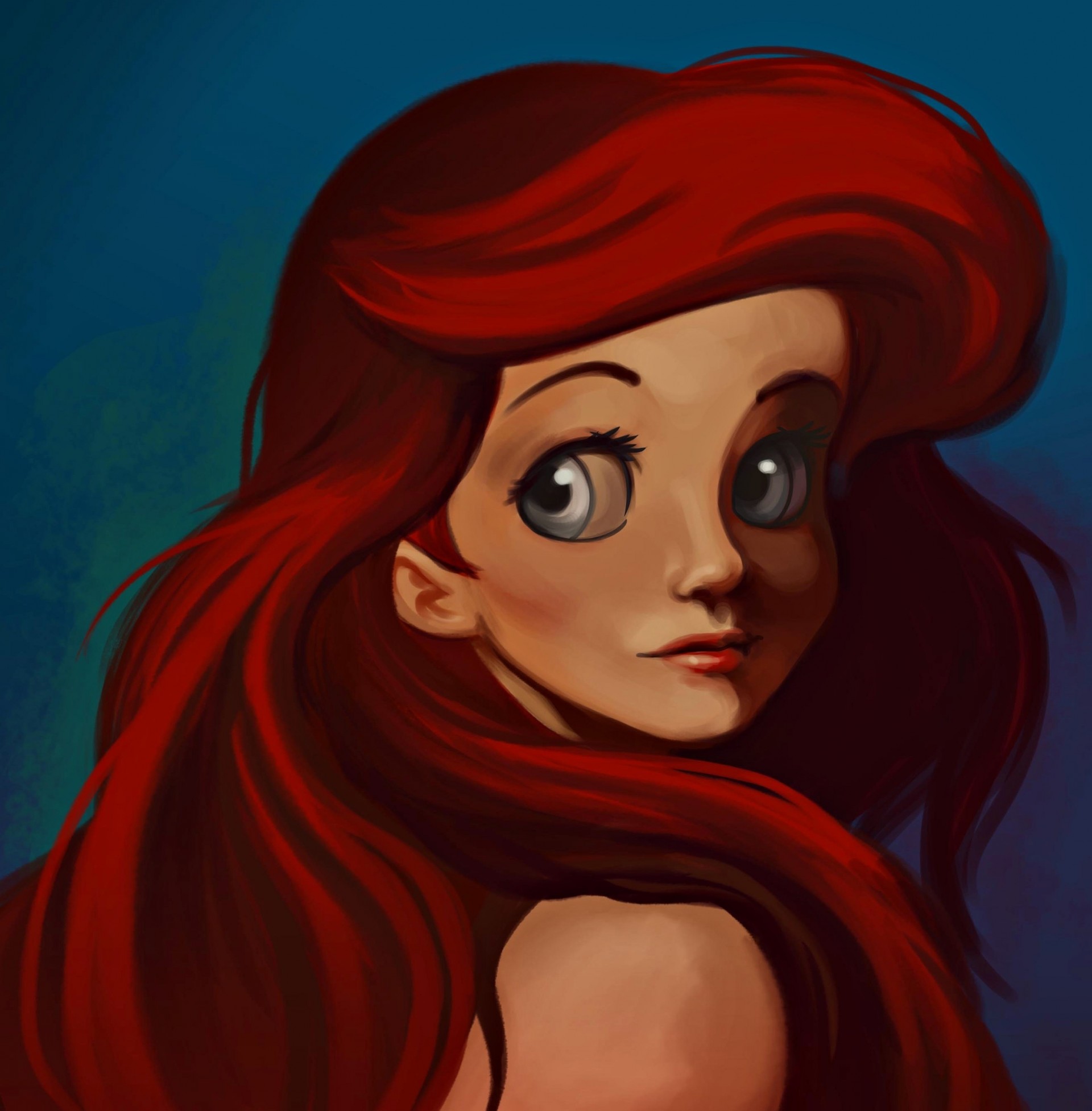 pintura pelo ojos dibujo grande ariel rojo