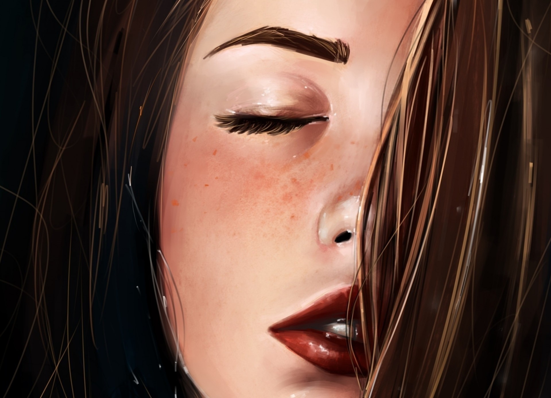 arte cara primer plano pintura pelo lara croft pecas