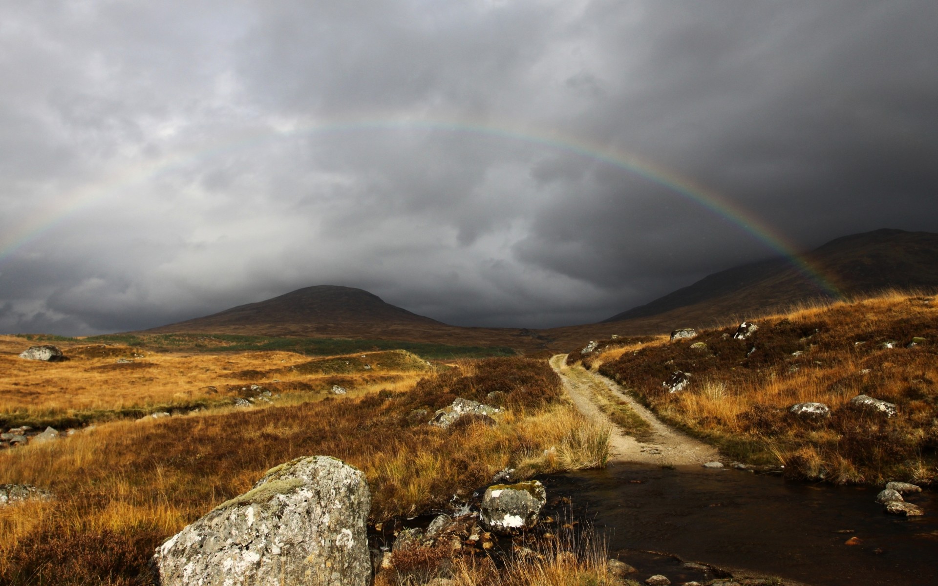 nubes gris arco iris escocia cielo