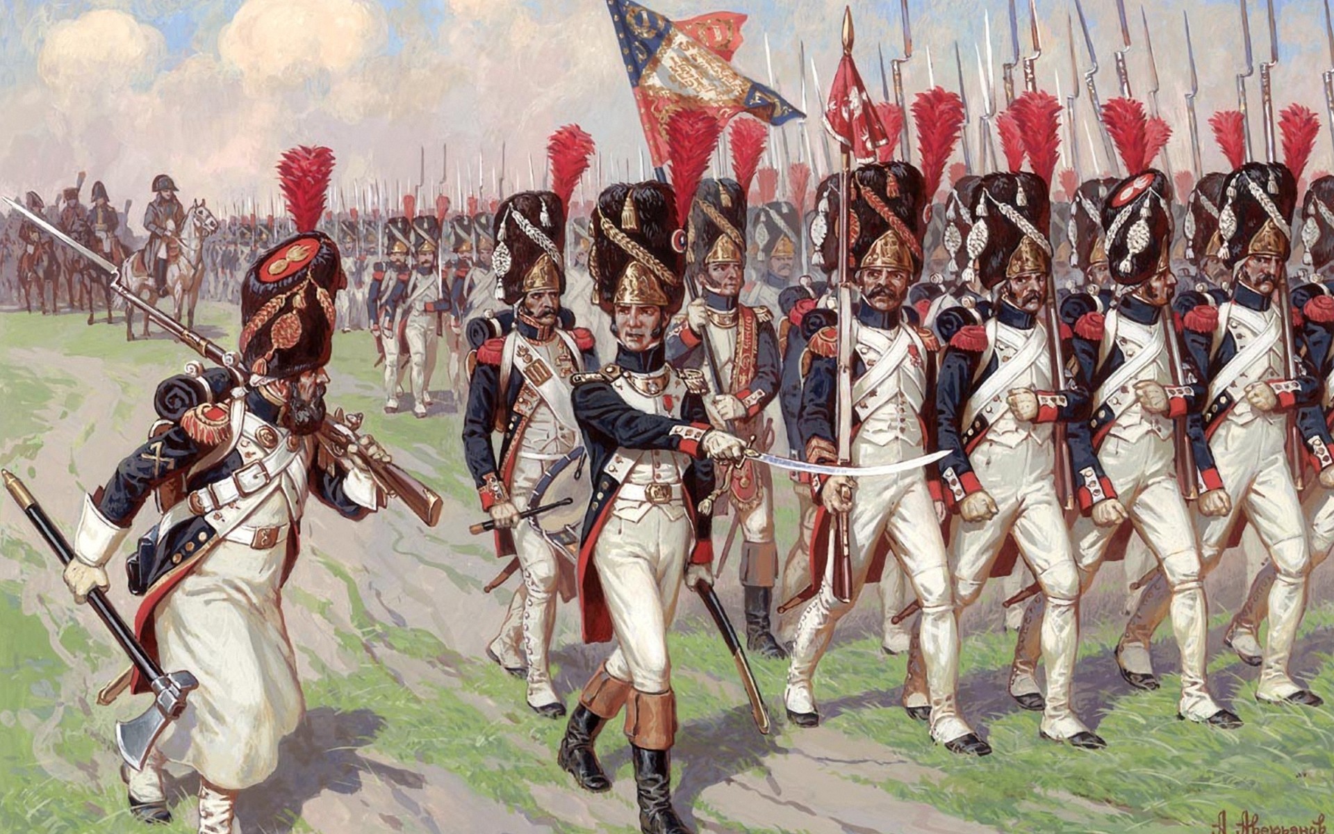 garde peinture soldats guerre alexandre averyanov impérial vieux