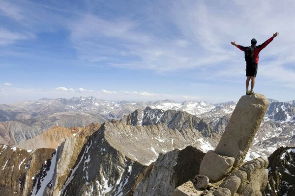 Montagne ciel hauteur pierre homme