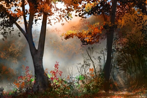 Autumn forest landscape