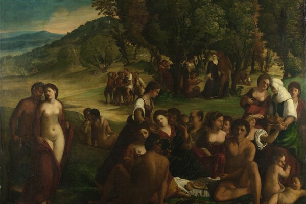 Dosso s Bacchanal painting at the London National Gallery