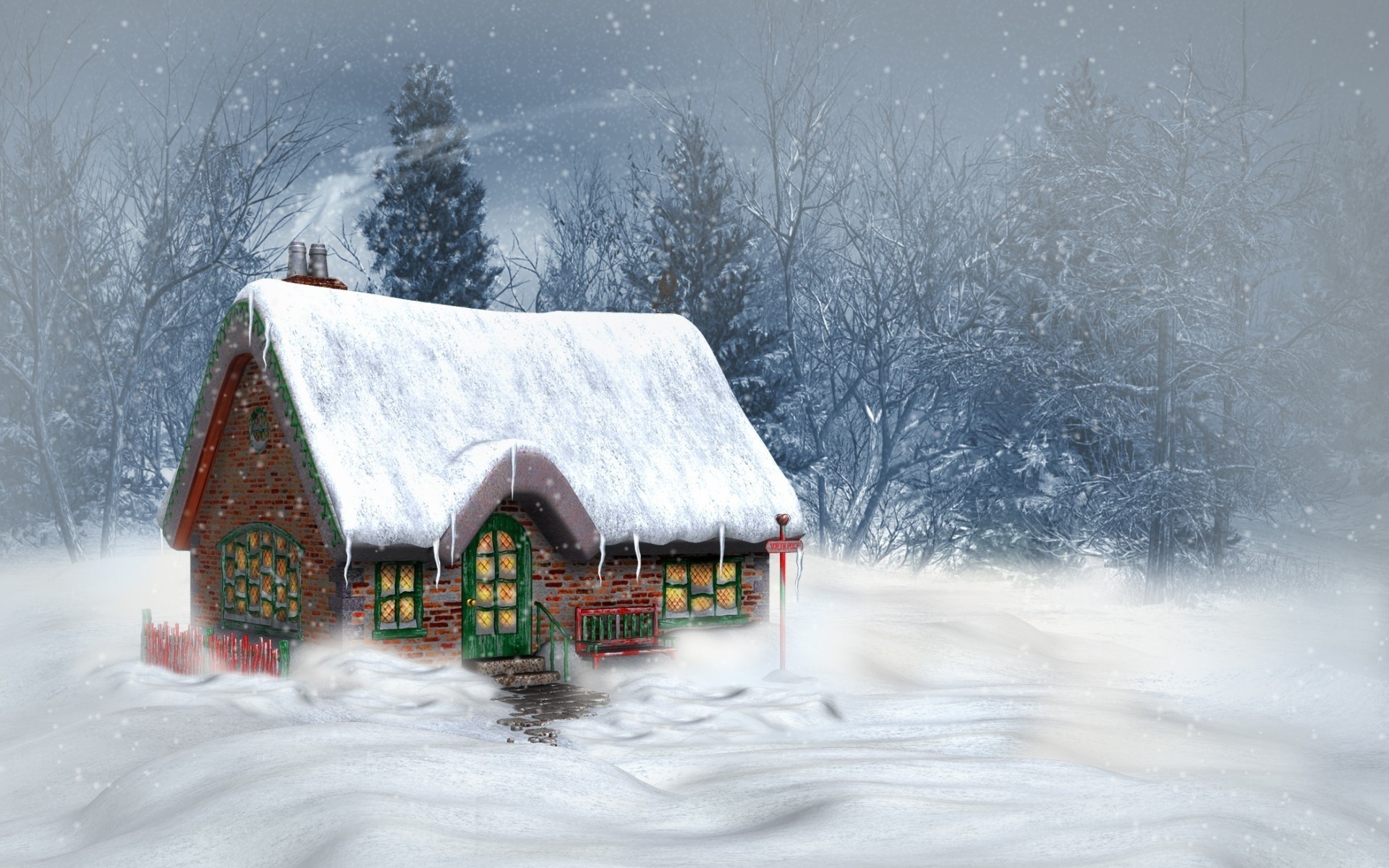 landscape christmas new year holidays house snow a merry christmas winter