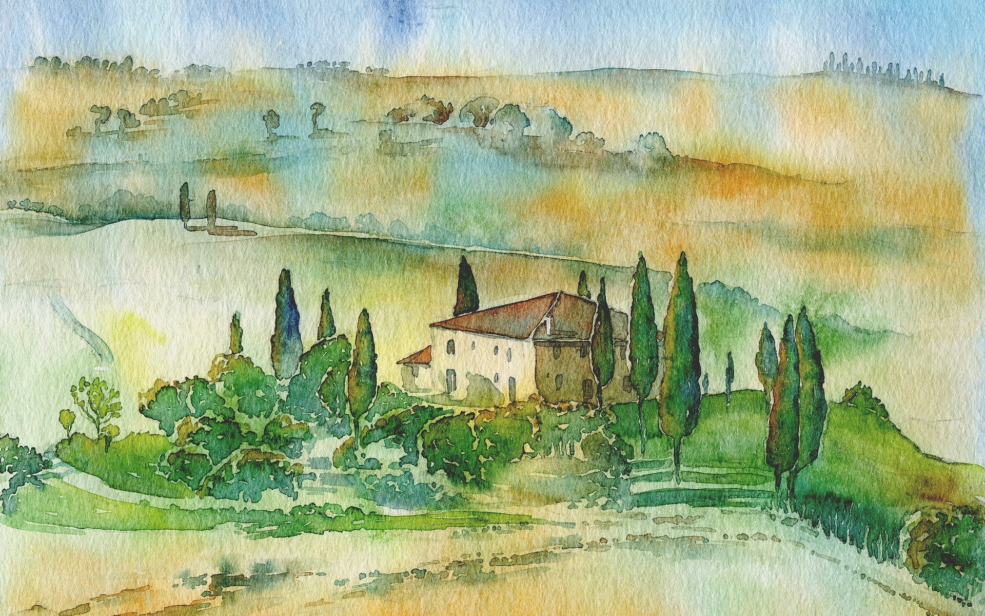 landschaft malerei aquarell