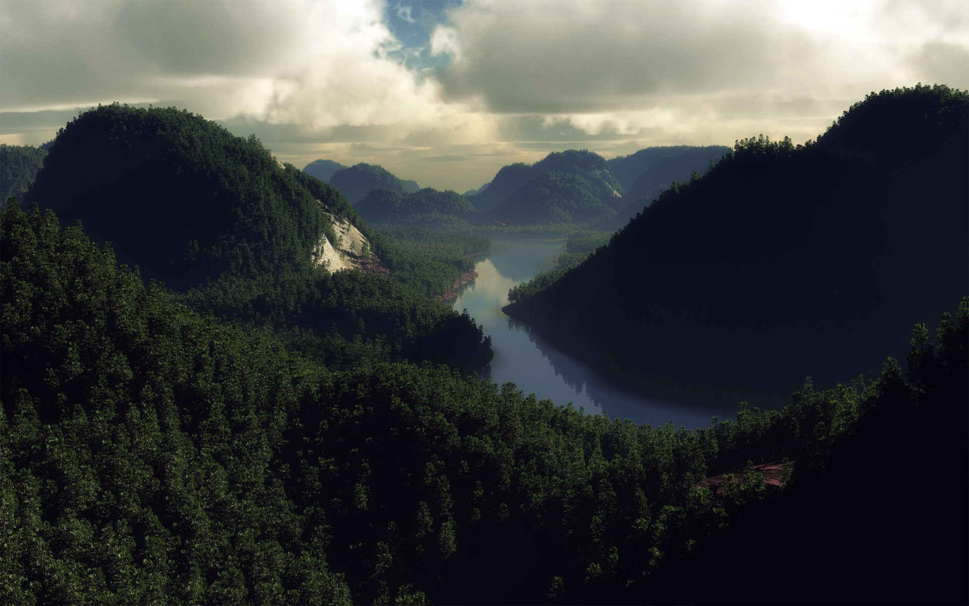 bosque cielo río