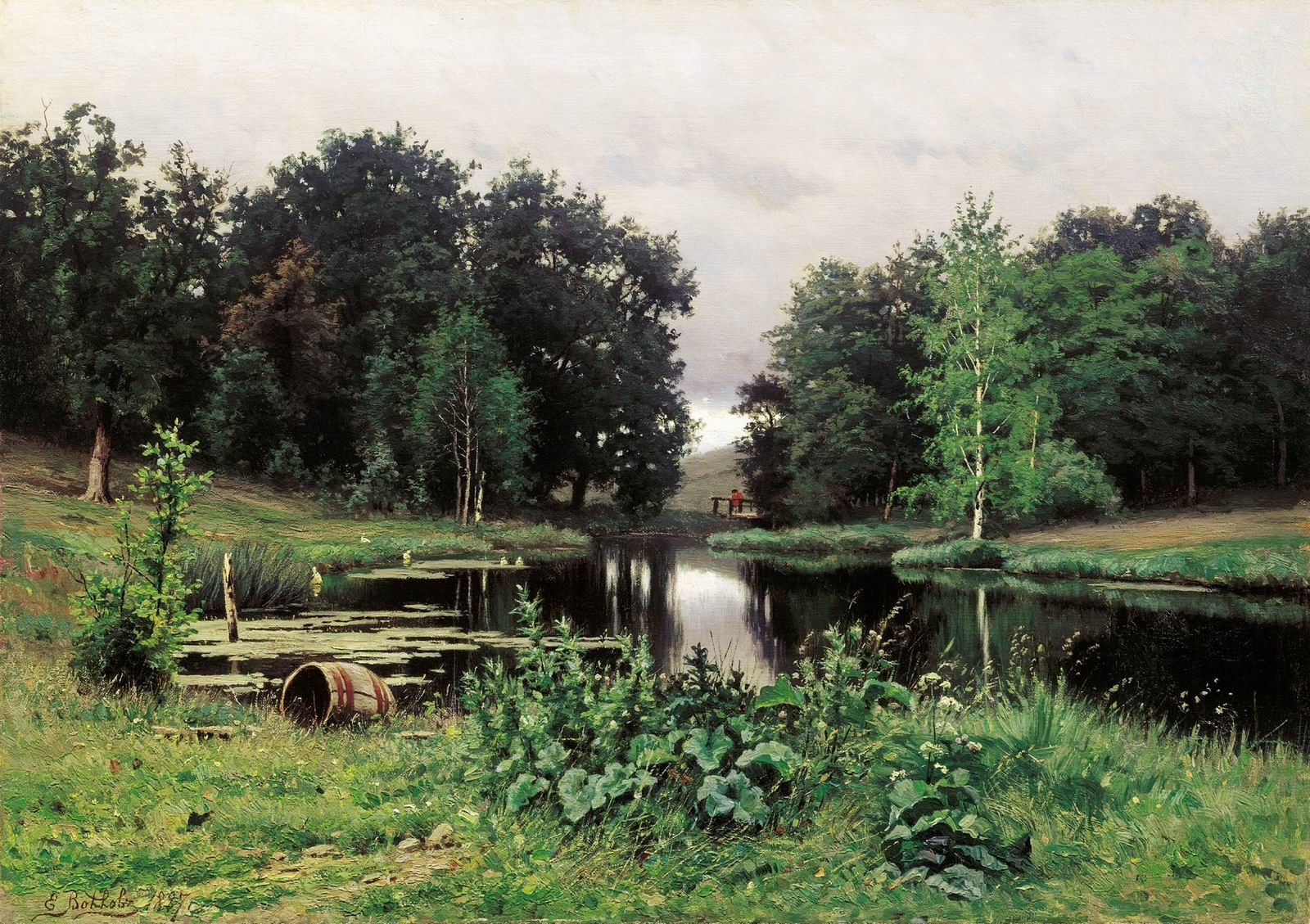 volkov efim efimovich paesaggio con stagno estate natura