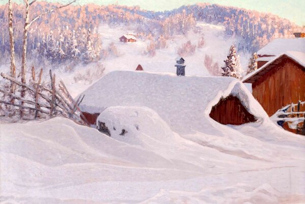 Pueblo ruso en invierno