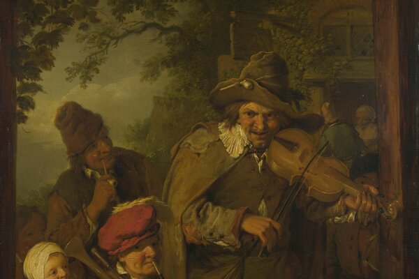 Painting by Christian Wilhelm Ernst Dietrich Wandering Musicians 