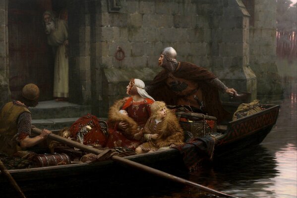 Pintura de Edmund Blair Leighton En tiempos preocupantes 