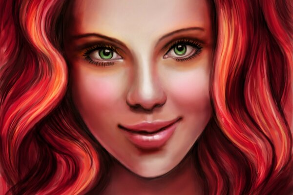 Obraz artystyczny Lary Croft z czerwonymi włosami