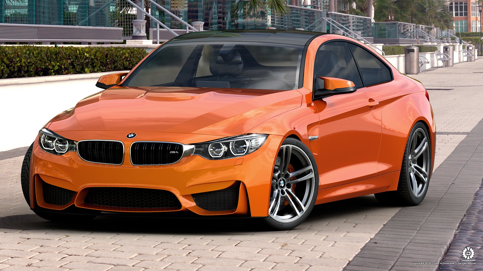 bmw m4 coupe f82 pomarańczowy przez dangeruss 3d studio max vray photoshop bmw pomarańczowy