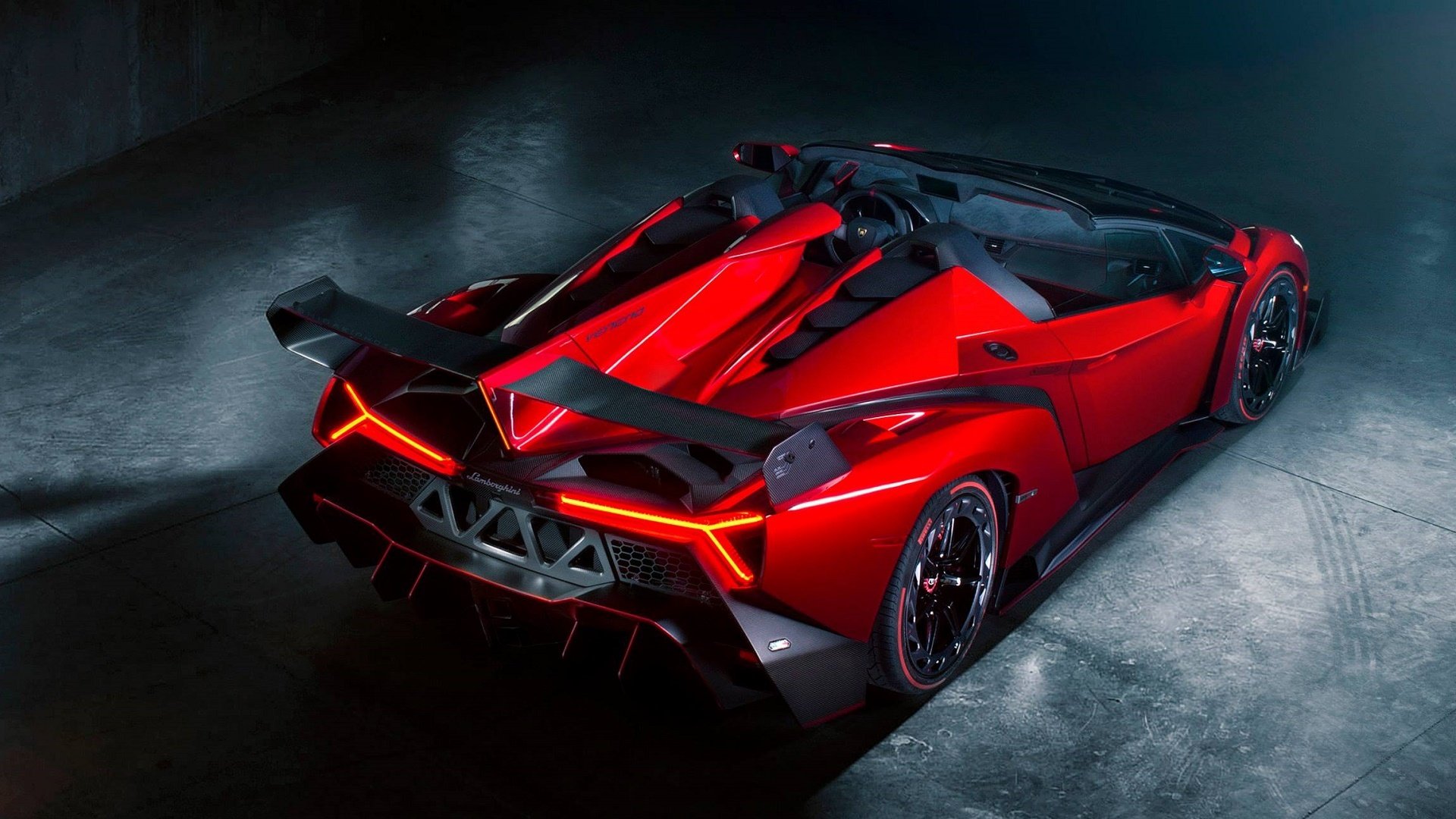 lamborghini veneno родстер суперкар красные ламборджини венено красный спойлер