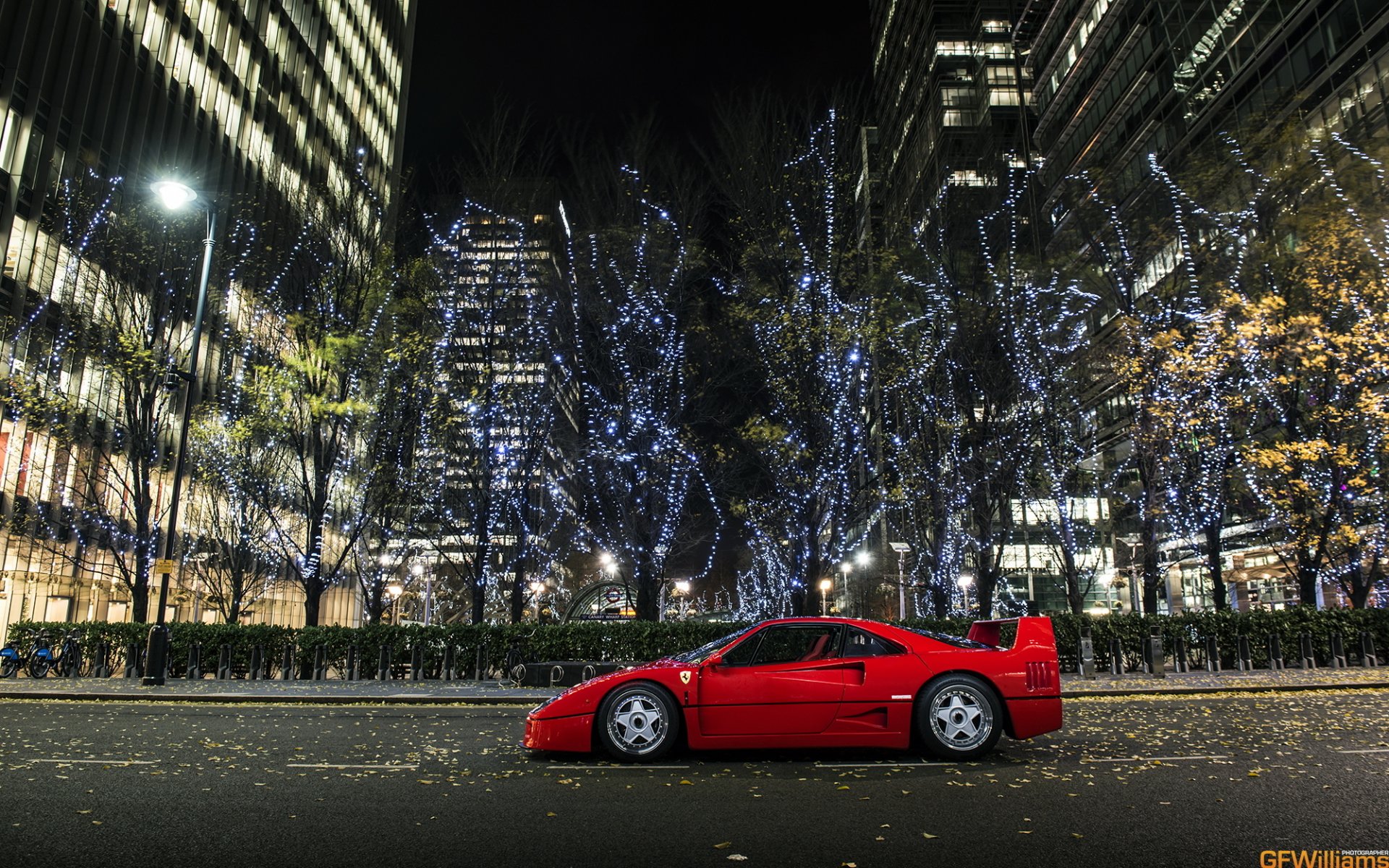 ferrari f40 supercar ferrari town night