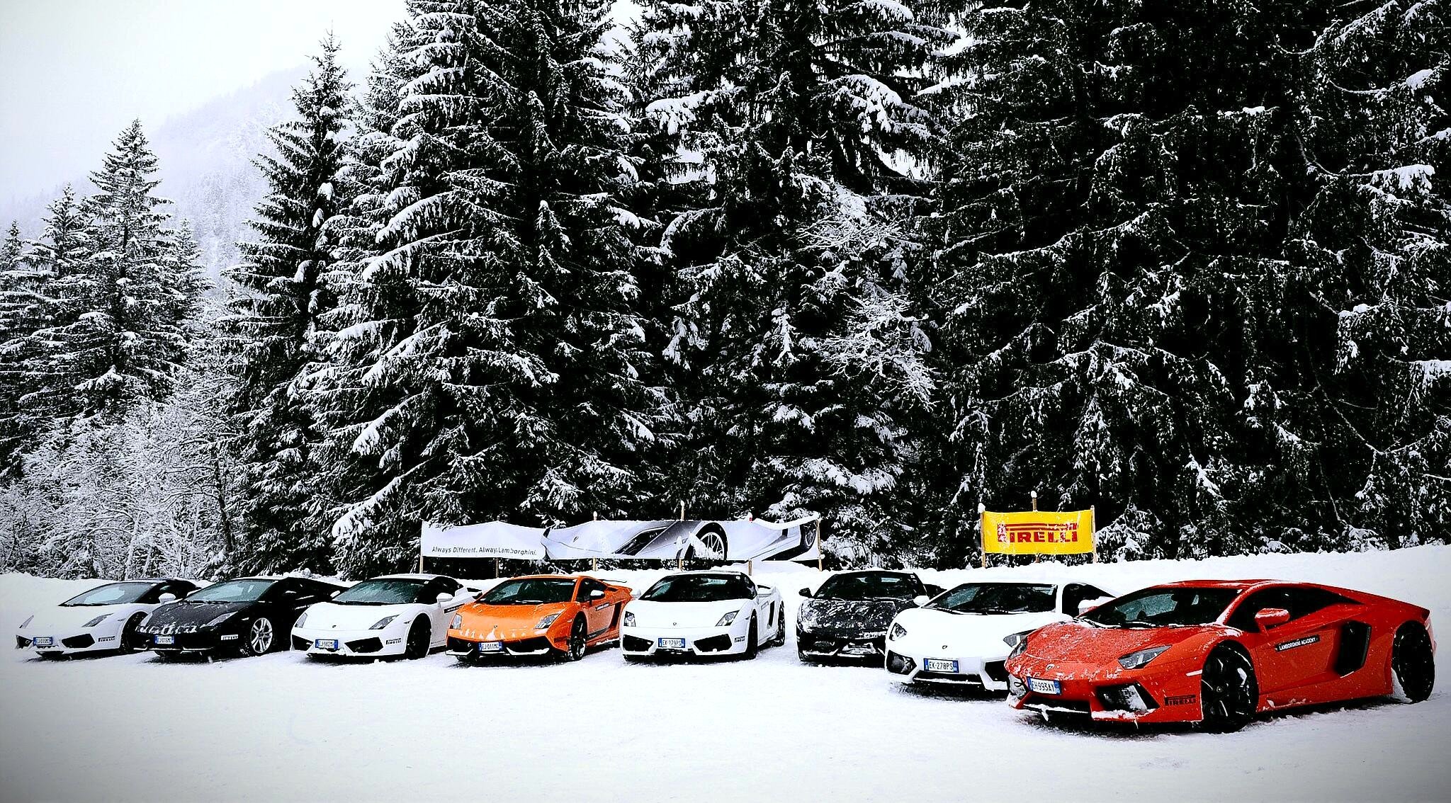 lamborghini aventador gallardo mezcla coches nieve