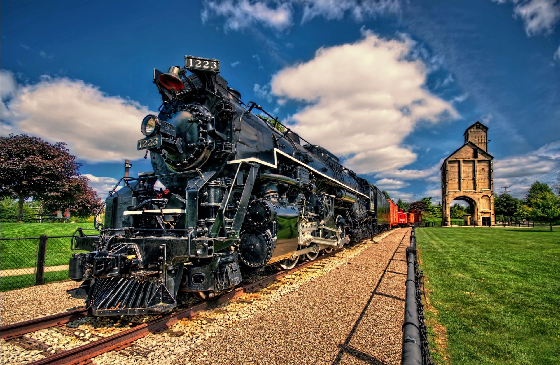 pere marquette 1223 locomotora ferrocarril torre carbón