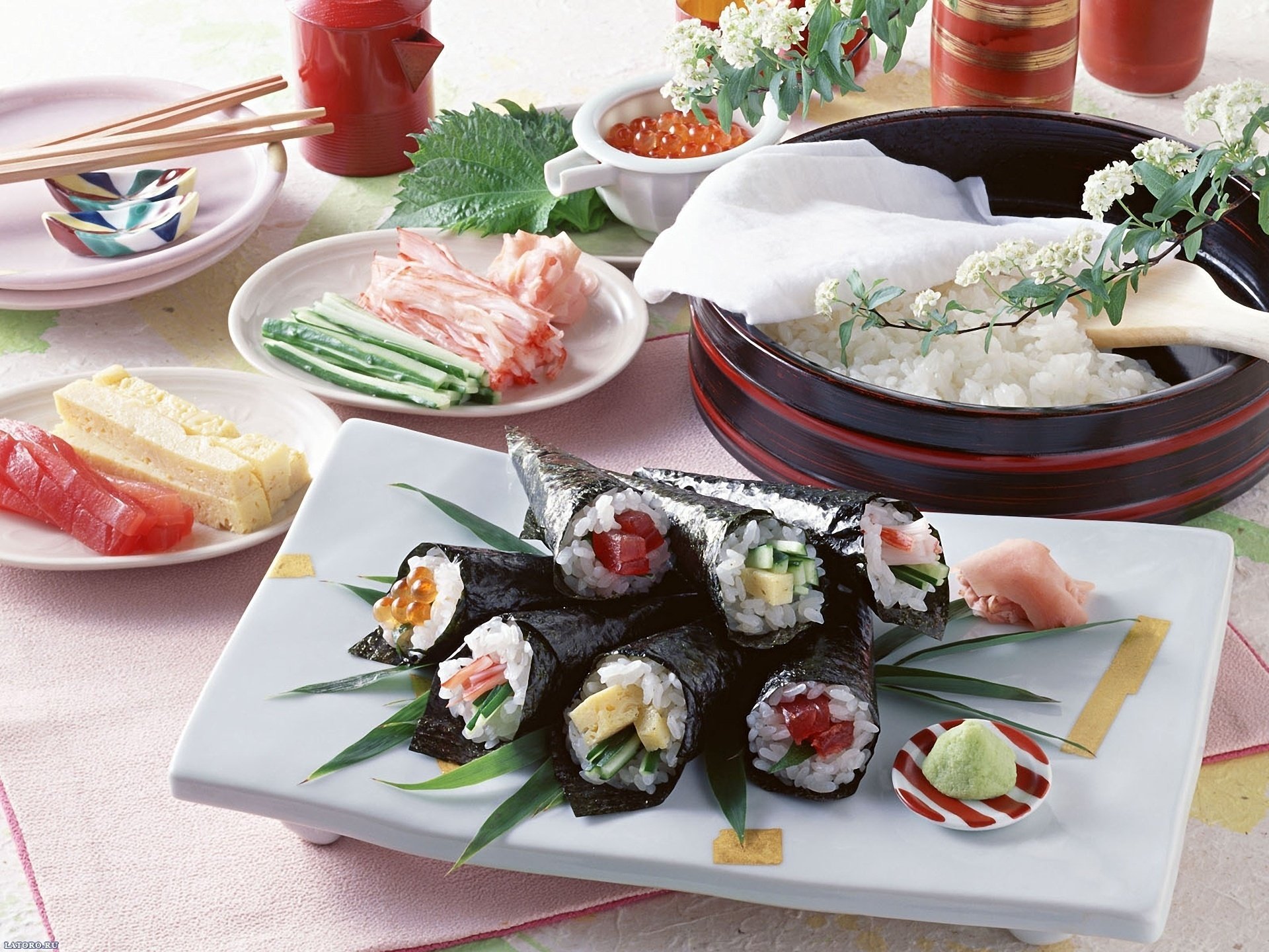 plat wasabi riz caviar nourriture japonaise