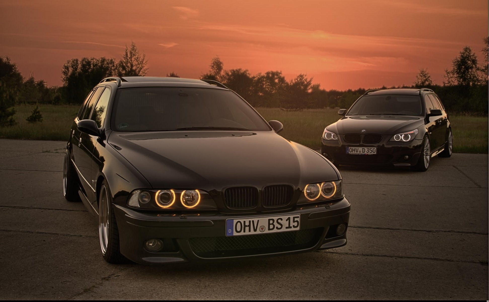 bmw e39 m5 e61 bmw reflektory zachód słońca