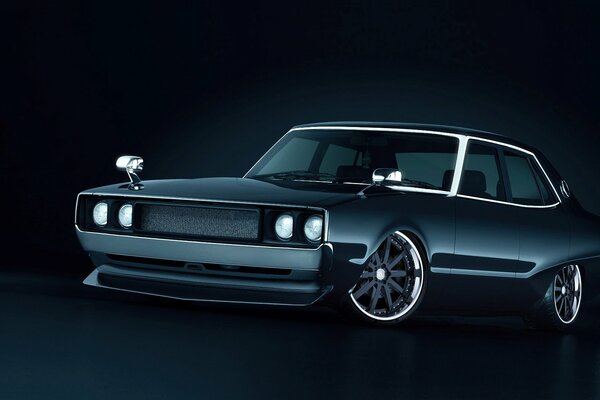 Black Nissan skyline on a black background