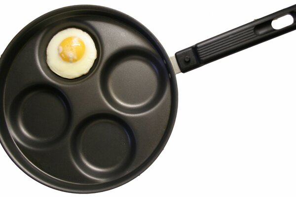 Fried egg in a black pan