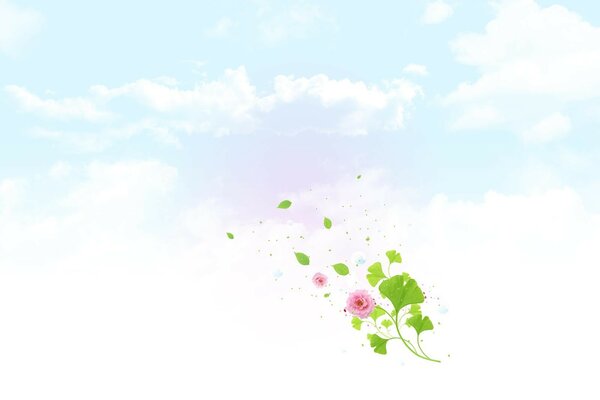 Лепестки цветка улетают в небо