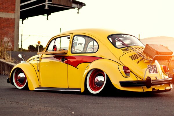 Not a Volkswagen beetle, but yellow and beautiful))