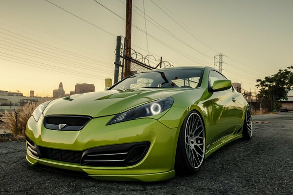 Green tuned Hyundai genesis