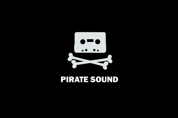 Musica pirata. Emblema audiocassetta con ossa