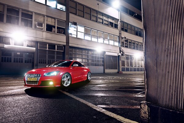 Car audio red on the road background