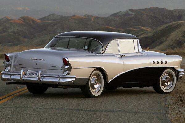 Retro car Grey Roadmaster Rear View Classic 1955