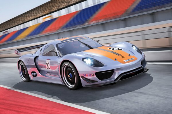 Porsche RSR concepto en la pista de alta velocidad