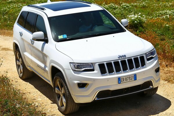 White Grant Cherokee sur Country Road