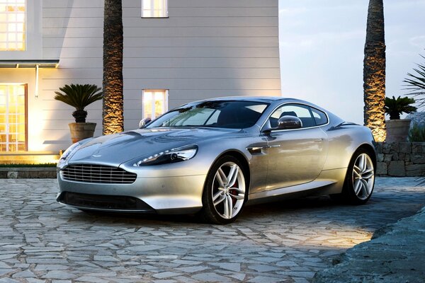 Beautiful silver car aston martin db9