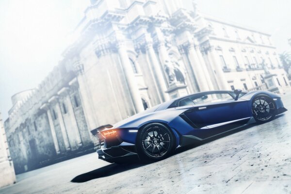 Samochód Lamborghini w Kolorze Niebieskim