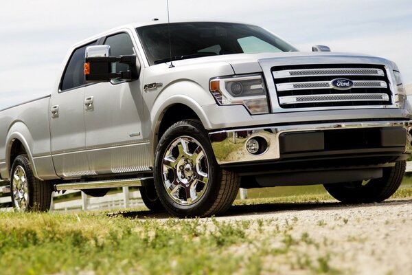 Gris Ford F150 pick-up vue latérale avant