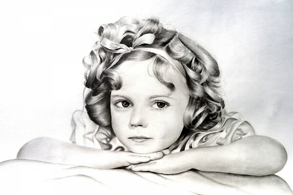 Black and white drawing with the image of a girl