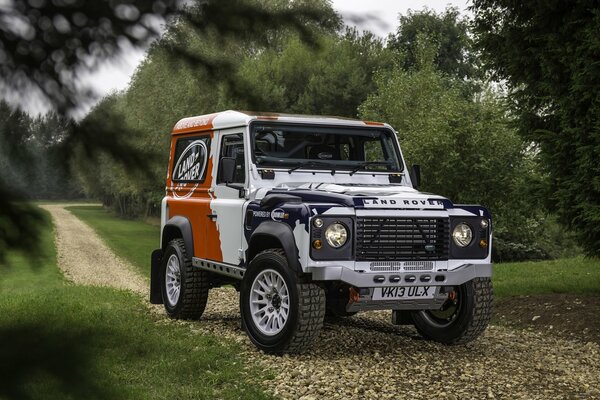 Land Rover protective color front view on a green background