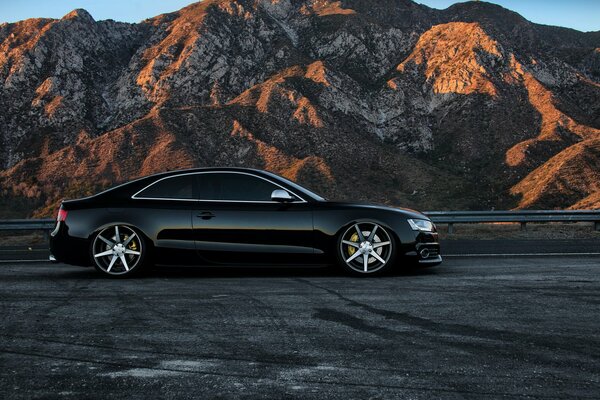 Car audio black on the background of mountains