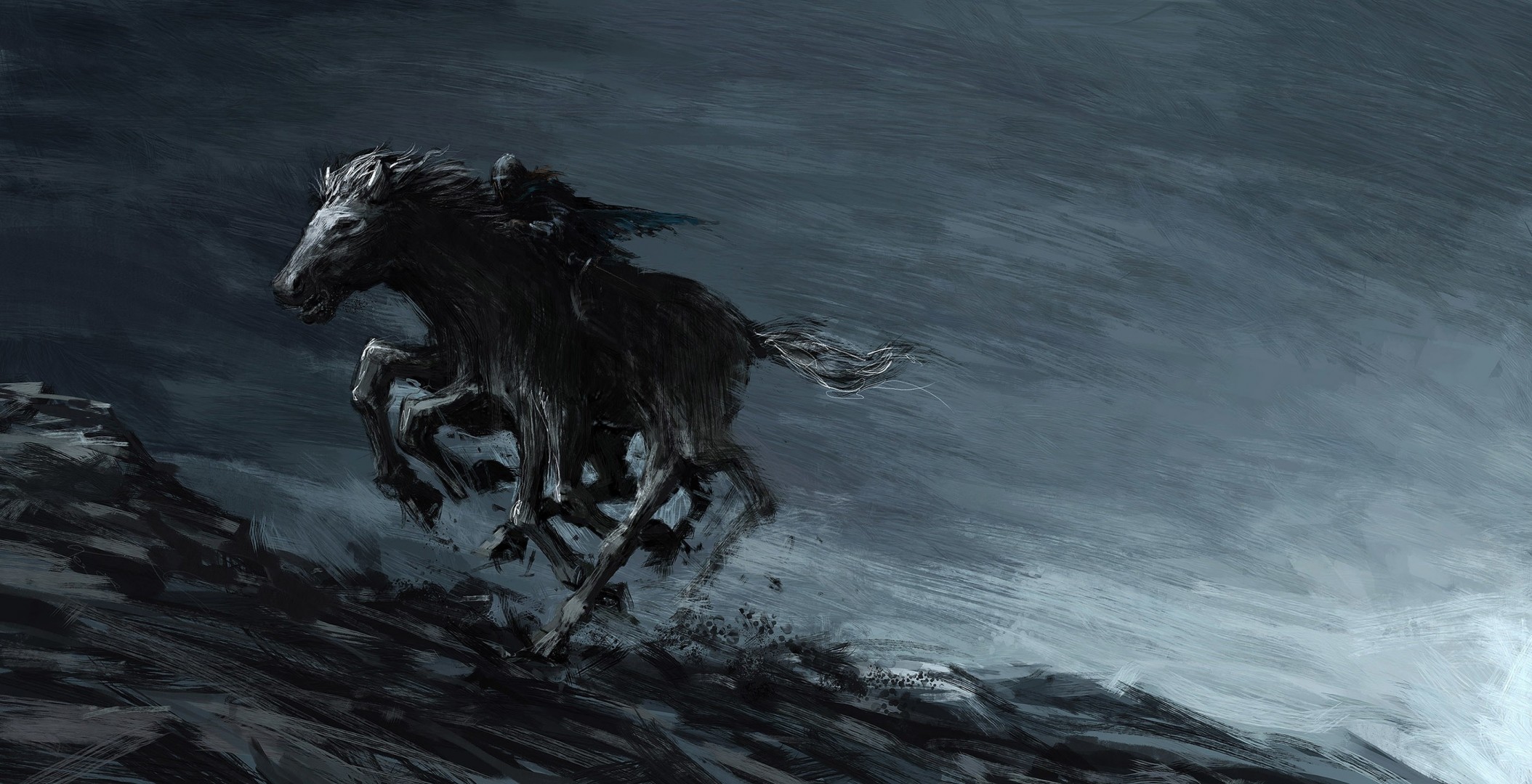 art running feet monster horse dark horseman rock