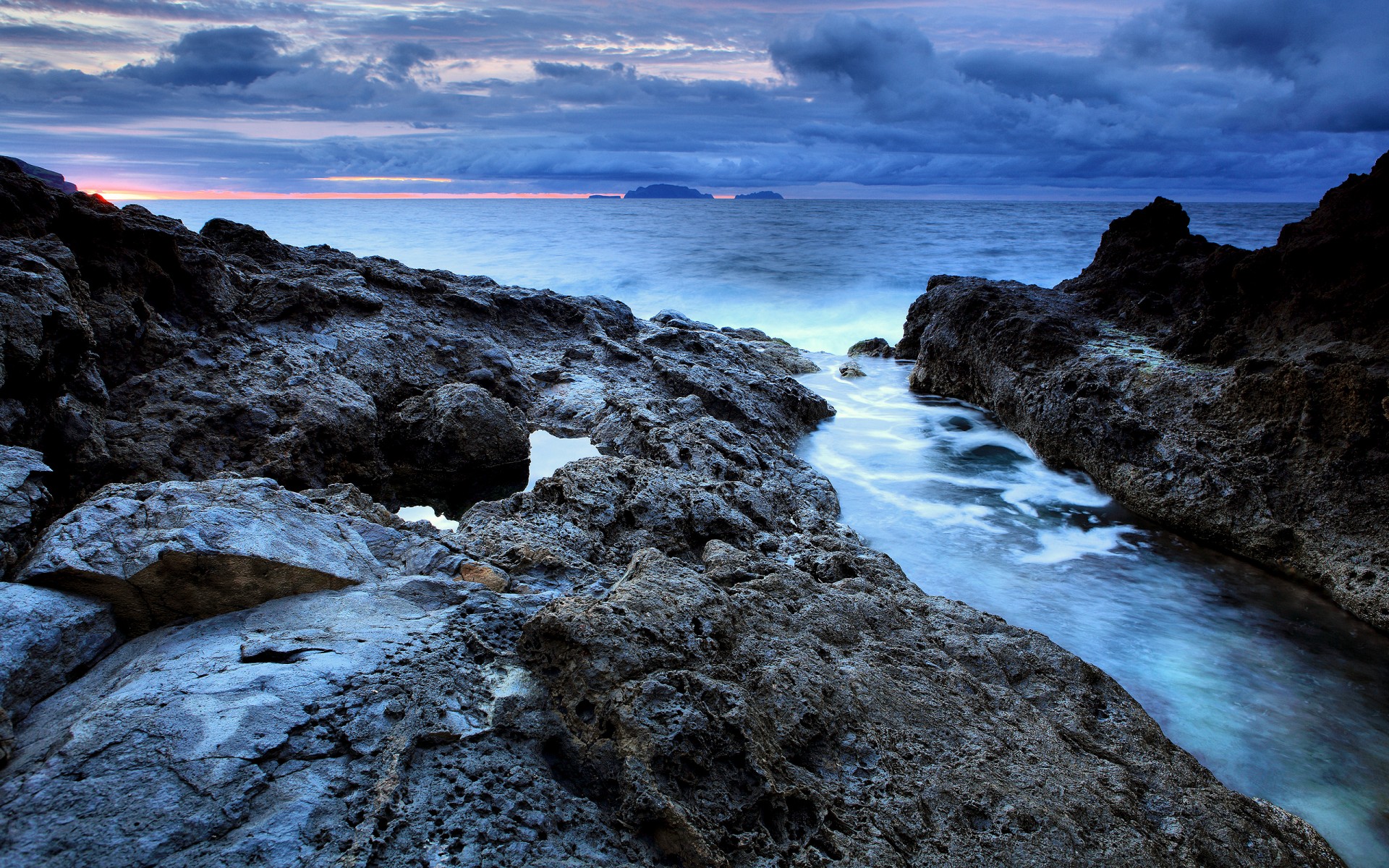 nubes islas madeira portugal rocas mar cielo amanecer agua