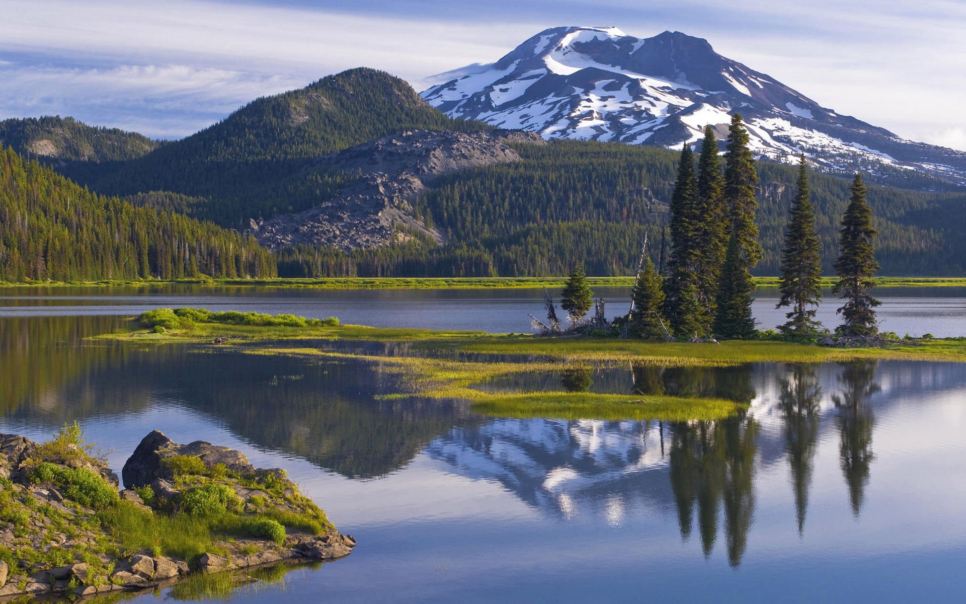 lago foresta montagne