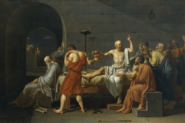 Peinture à l huile de Socrate néoclaïcisme