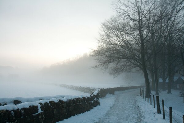 Inverno neve sulla strada