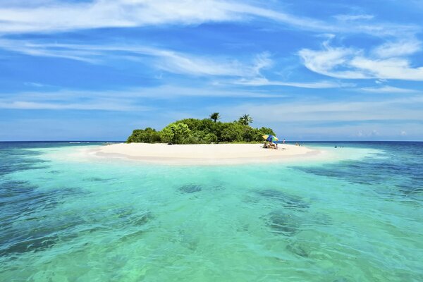 A lonely island in a calm ocean