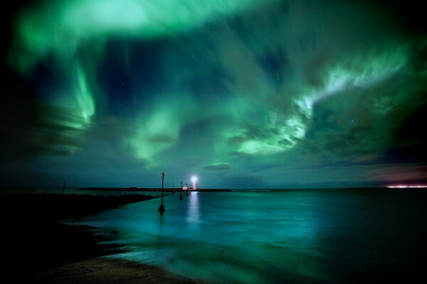 Nordlichter in der Nacht in Island