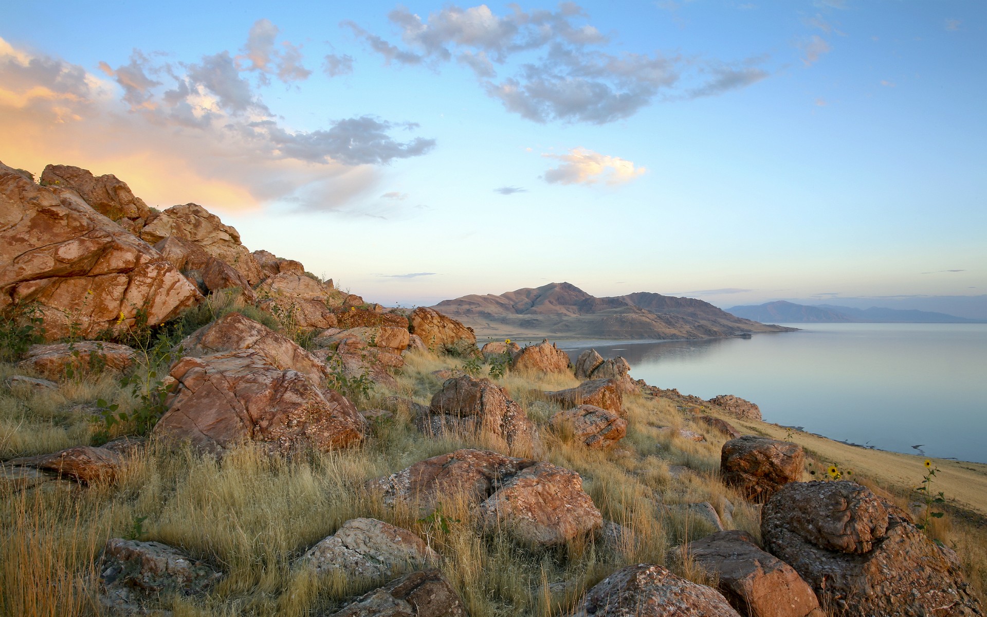 lago riva rocce cielo utah acqua